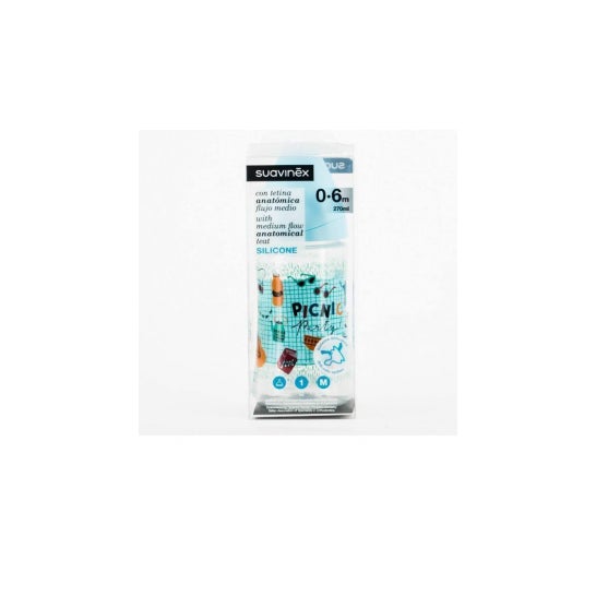 Suavinex Biberón Prêt-à-Porter Anatómico Silicona T1M Medio 0-6m 270ml 1ud