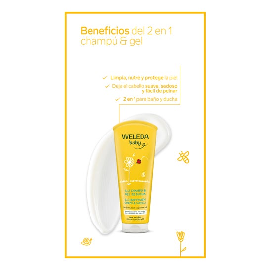 Weleda Baby 2 en 1 Champú y Gel de Ducha de Caléndula 200ml