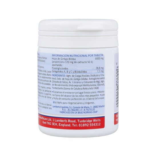 Lamberts Ginkgo Biloba 6000mg 60 comprimidos