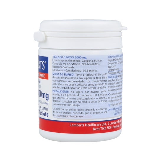 Lamberts Ginkgo Biloba 6000mg 60 comprimidos