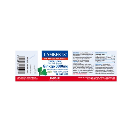 Lamberts Ginkgo Biloba 6000mg 60 comprimidos