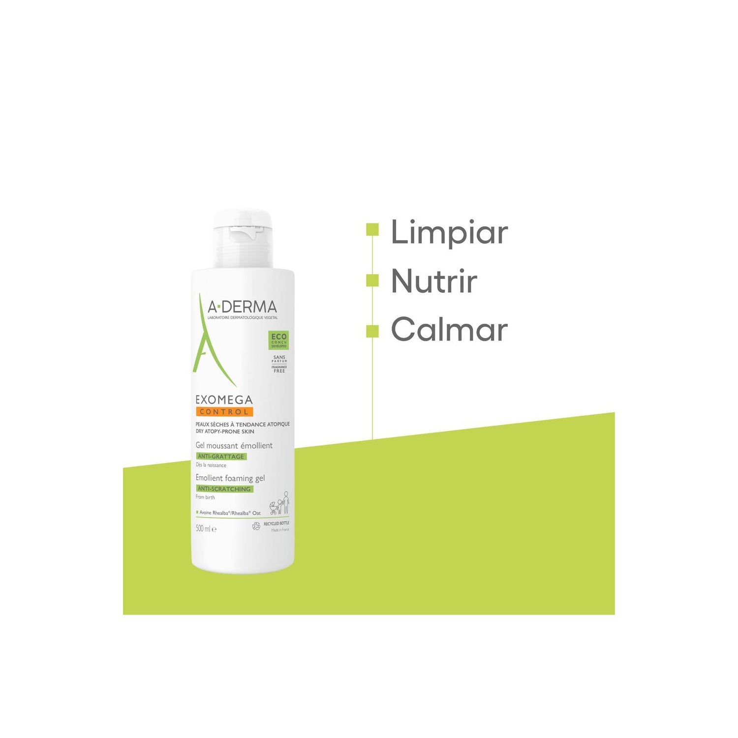 A-Derma Exomega Control Gel Espumoso Emoliente Anti-Rascado 500ml