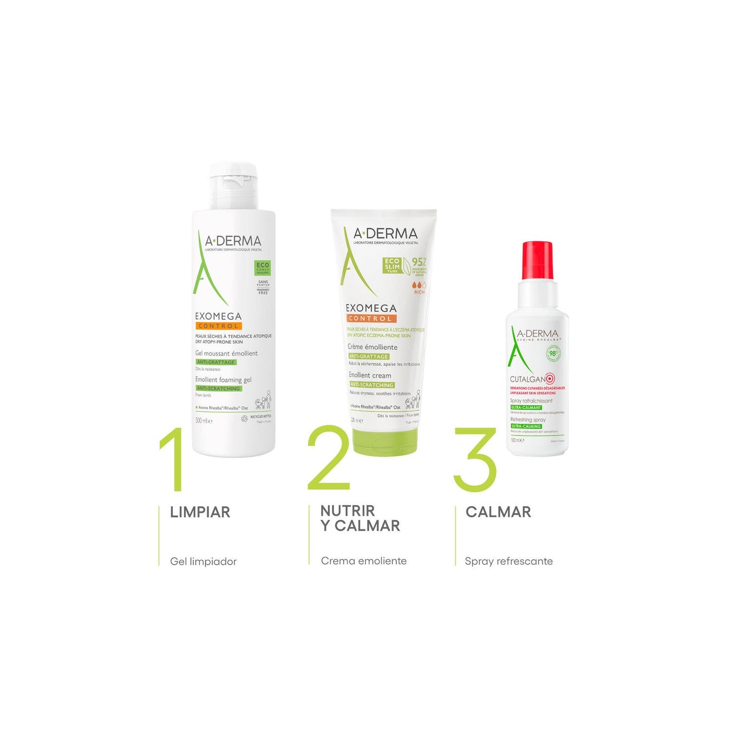 A-Derma Exomega Control Gel Espumoso Emoliente Anti-Rascado 500ml