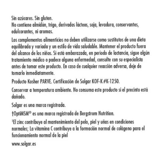 Solgar Fórmula Pelo Piel y Uñas 60comp