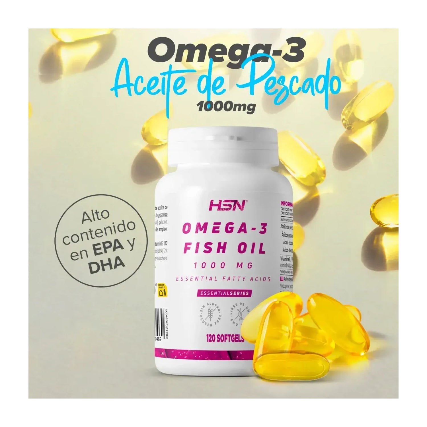 HSN Omega-3 Aceite Pescado 1000mg 120 perlas