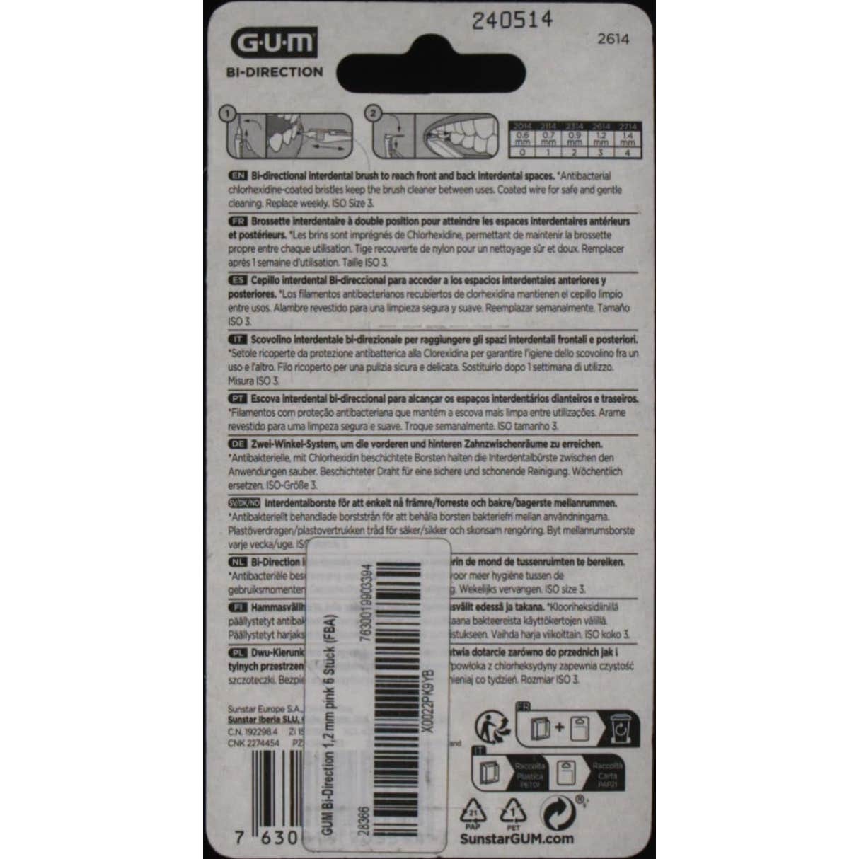 GUM Bi-Direction Cepillo Interdental 1.2mm 6uds
