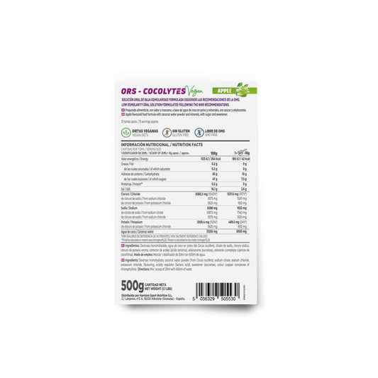 HSN ORS Cocolytes Agua de Coco + Electrolitos en Polvo Manzana 500g