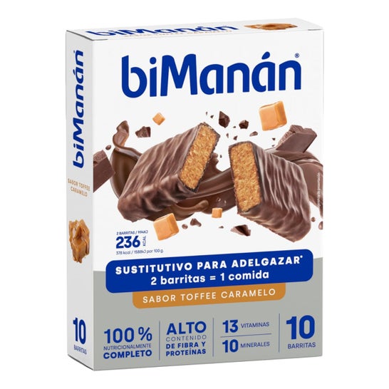 biManán Barritas Sustitutivas Sabor Toffee Caramelo 10uds