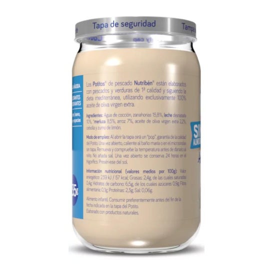 Nutribén Potitos Sin Almidones Arroz con Merluza +6m 235g