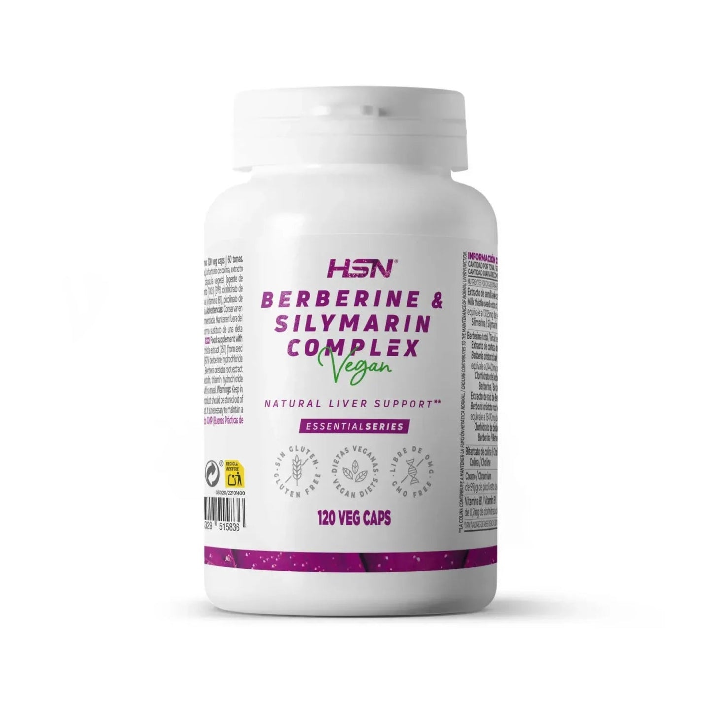 HSN Berberina 175mg y Cardo Mariano Silimarina 210mg Complex 120vcaps