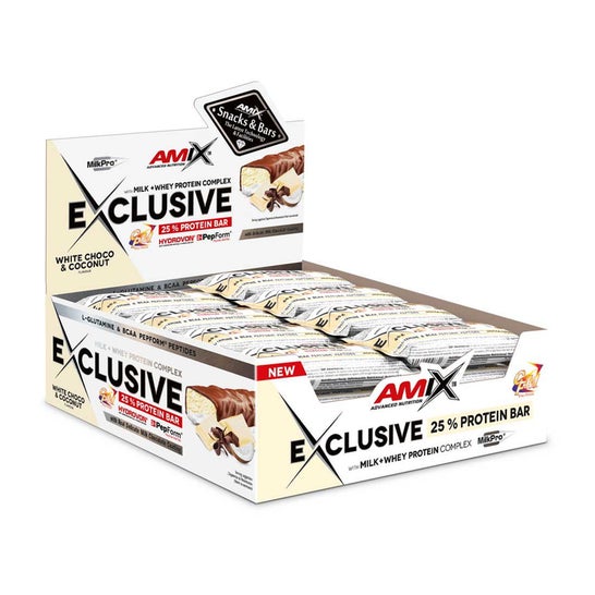 Amix Exclusive Protein Bar Chocolate Blanco Coco 24 X40 g