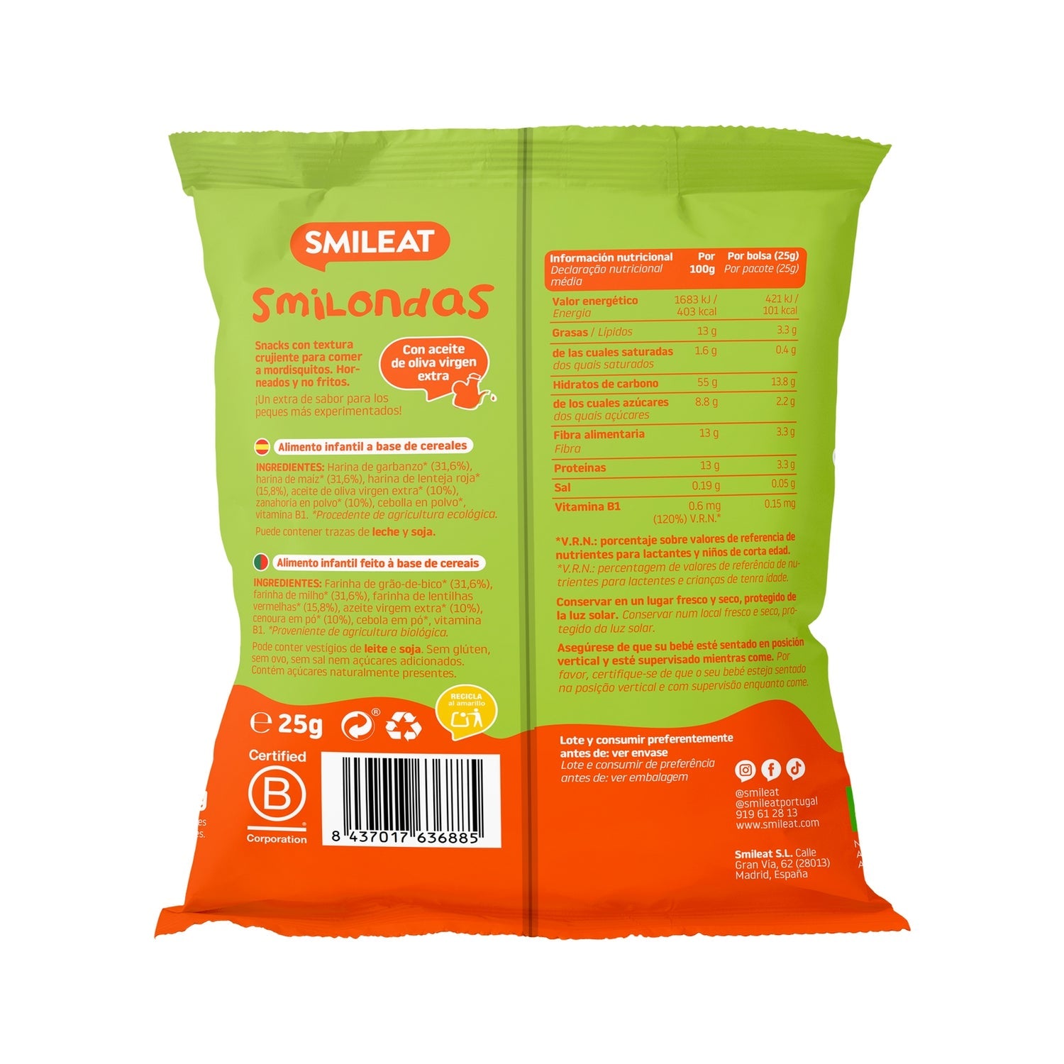 Smileat Smilondas Snack Ecológico de Zanahoria 25g