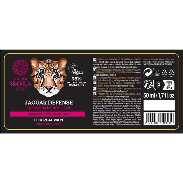 Natura Siberica Desodorante Roll-On Jaguar Defense 50ml