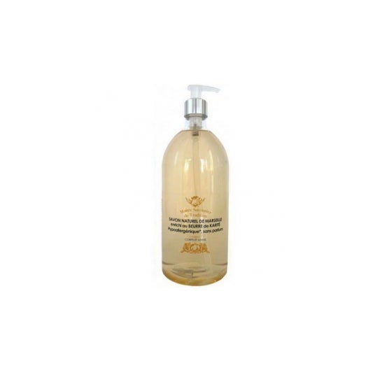 Jabón natural líquido de Marsella Freesens con botella de karité, bomba de 1 litro