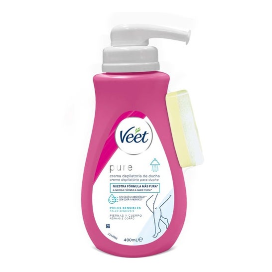 Veet Pure Crema Depilatoria de Ducha Piernas y Cuerpo Piel Sensible 400ml