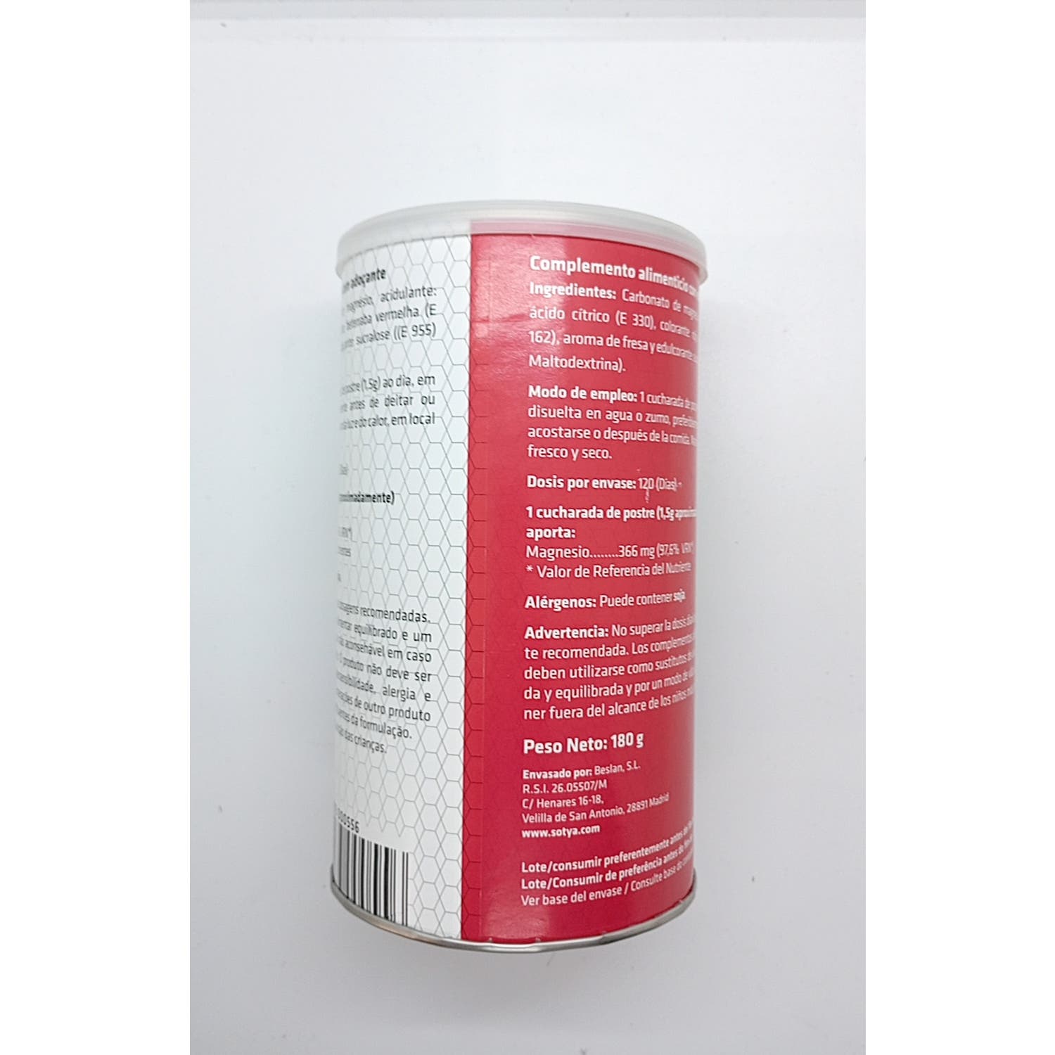 Sotya carbonato de magnesio fresa 180g