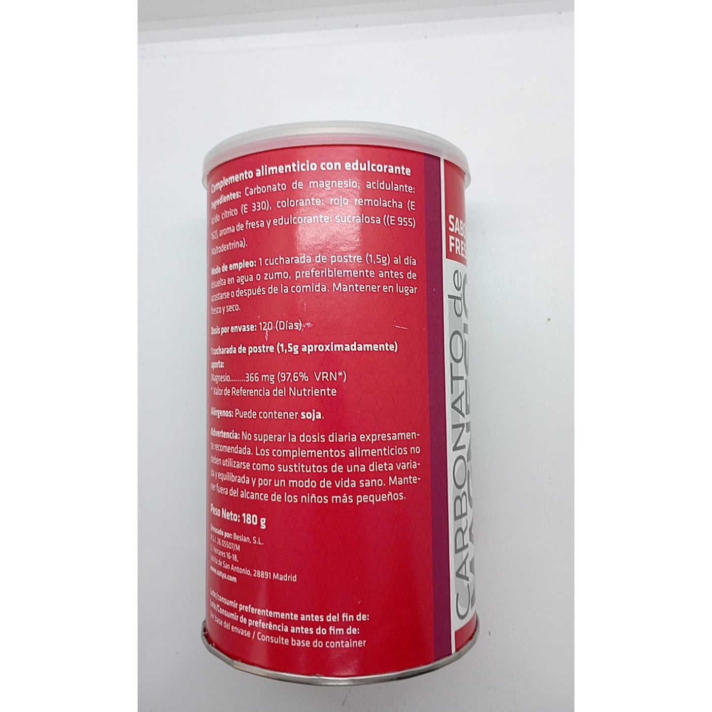 Sotya carbonato de magnesio fresa 180g