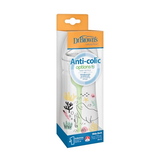 Dr Brown's Biberón Anticólico Boca Ancha Ocean 270ml