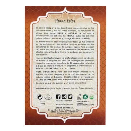 Radhe Shyam Henna Castaño Claro Polvo 100g