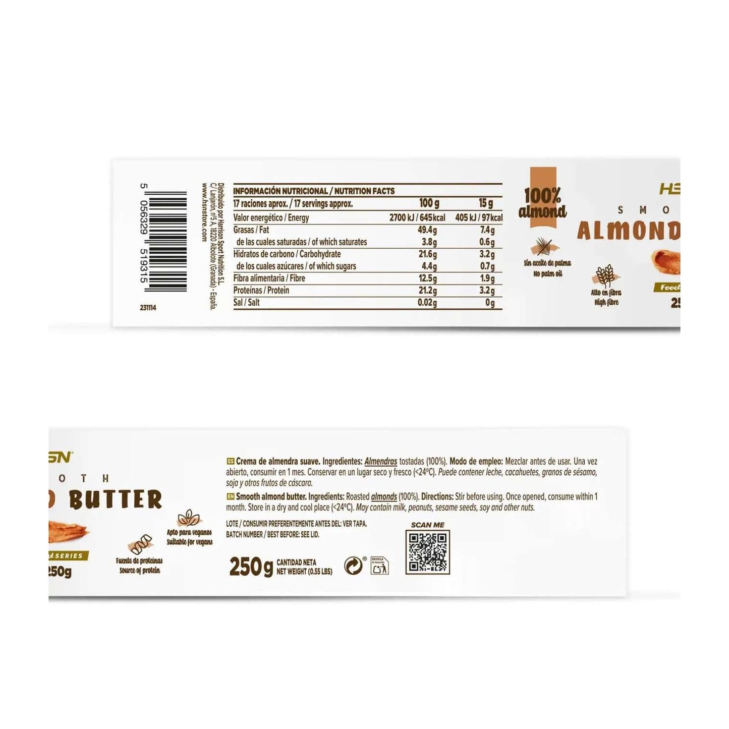 HSN Crema de Almendra Suave 250g