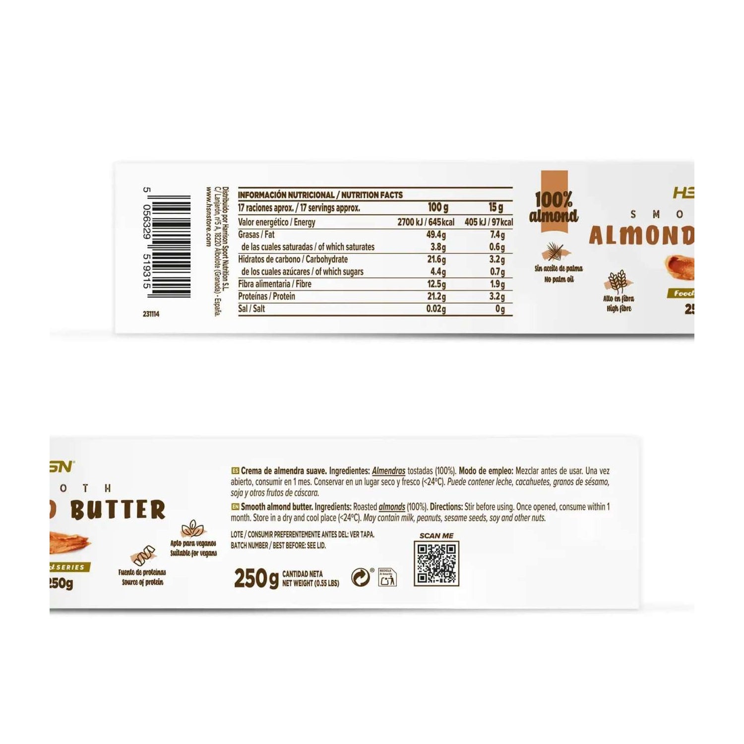 HSN Crema de Almendra Suave 250g