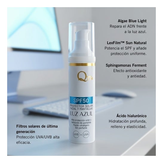 Q77+ Protector Facial Solar y Luz Azul SPF50 50 ml