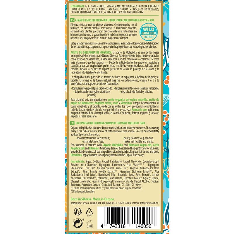Natura Siberica Champú sin Sulfatos Rizos 400ml