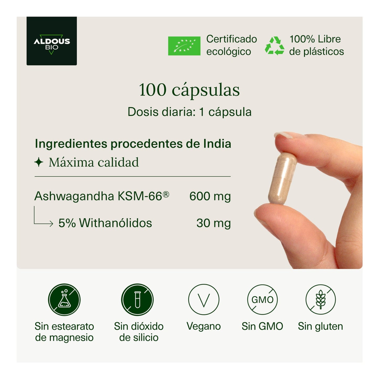 Aldous Bio Ashwagandha KSM-66 Organic 100caps