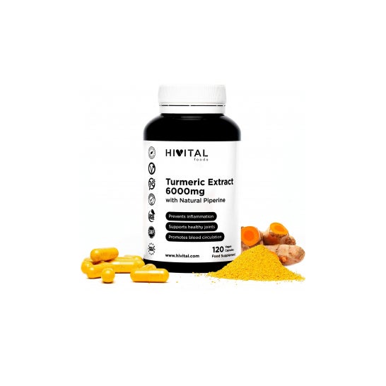 Hivital Foods Cúrcuma 6000 mg Extracto al 95% con Pimienta Negra 120 cáps