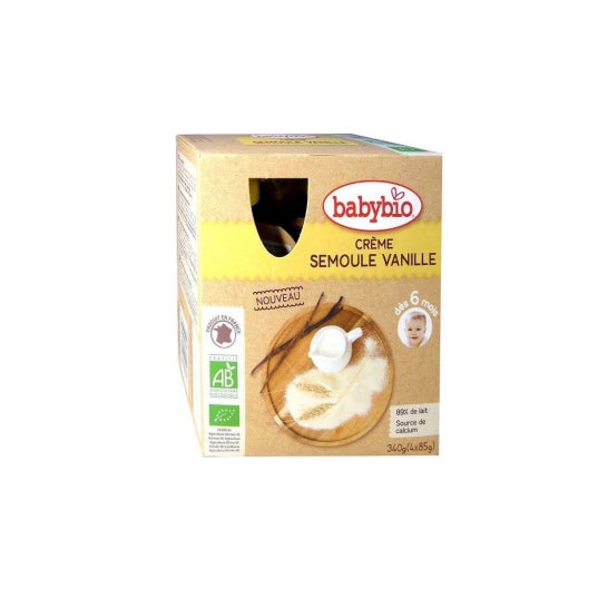Calabaza Babybio de 6 meses Vainilla Sémola Crema 4x85 Gramos