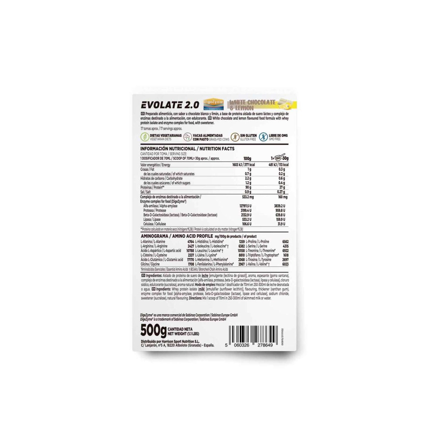 HSN Evolate 2.0 Whey Isolate CFM Chocolate Blanco y Limón 500g