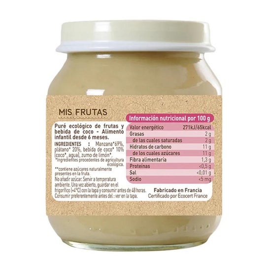 BabyBio Tarrito Manzana Plátano Bebida Coco 130g