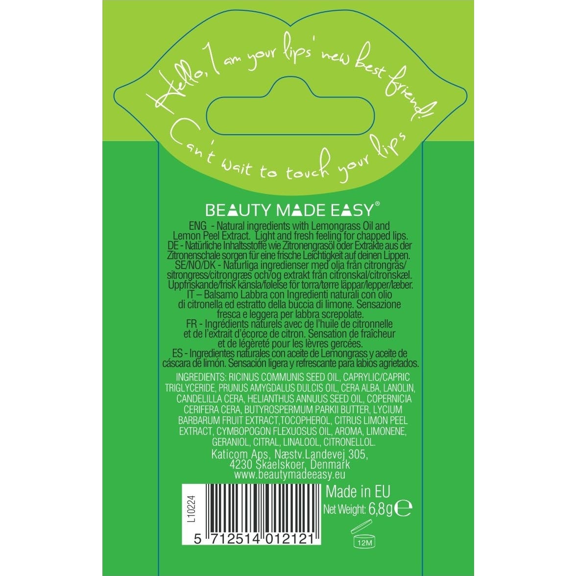 Beauty Made Easy Bálsamo Labial Happy Lima Limón 7gr