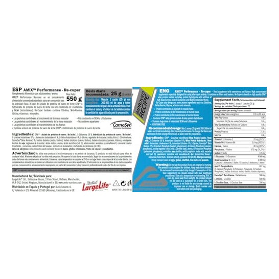 Amix Performance Re-Cuper Recovery Drink Lima Limón 550g