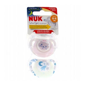 Nuk Starlight Día y Noche Chupetes 0-6 Meses 2uds