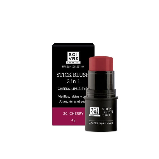 Soivre Cosmetics Stick Blush 3 In 1 Mejillas Labios y Ojos Cherry 4g