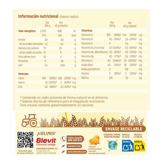 Blevit® Superfibra 8 Cereales y Galleta María 500g