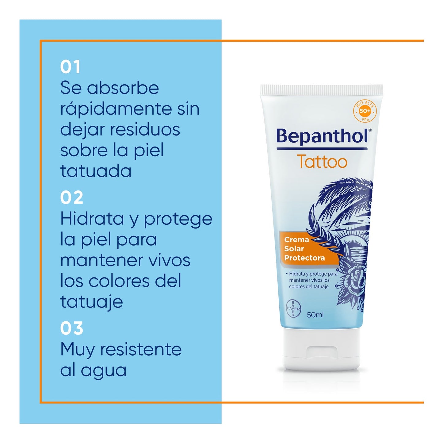 Bepanthol Tattoo Crema Solar Protectora SPF50+ 50ml