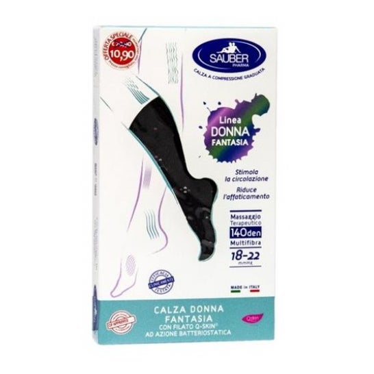Sauber Qskin Mujer 140den Media Pop Geranio Negro L/XL 1 Par