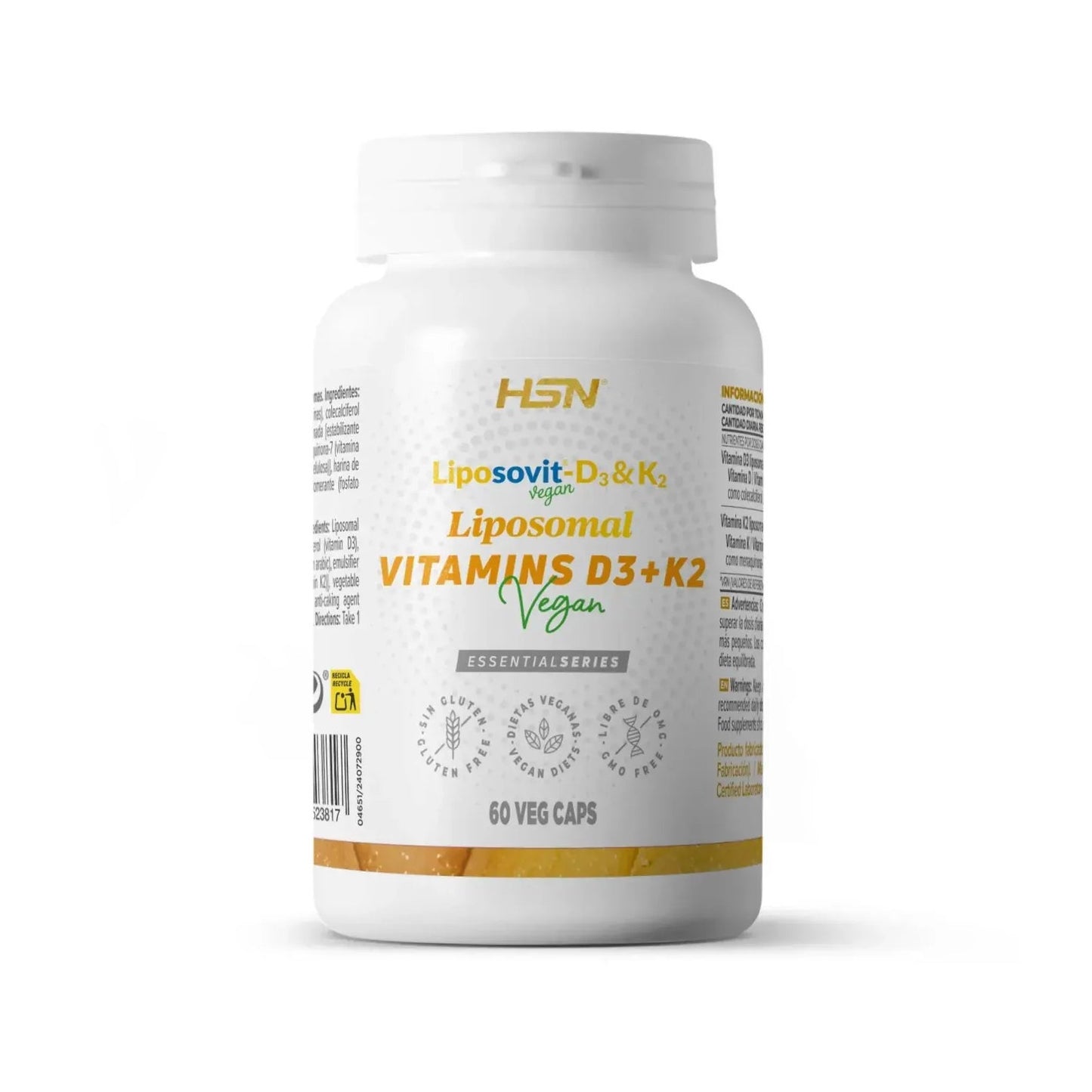 HSN Vitaminas D3 2000UI + K2 100mcg Vitamina K Liposomadas Liposovit® 60vcaps