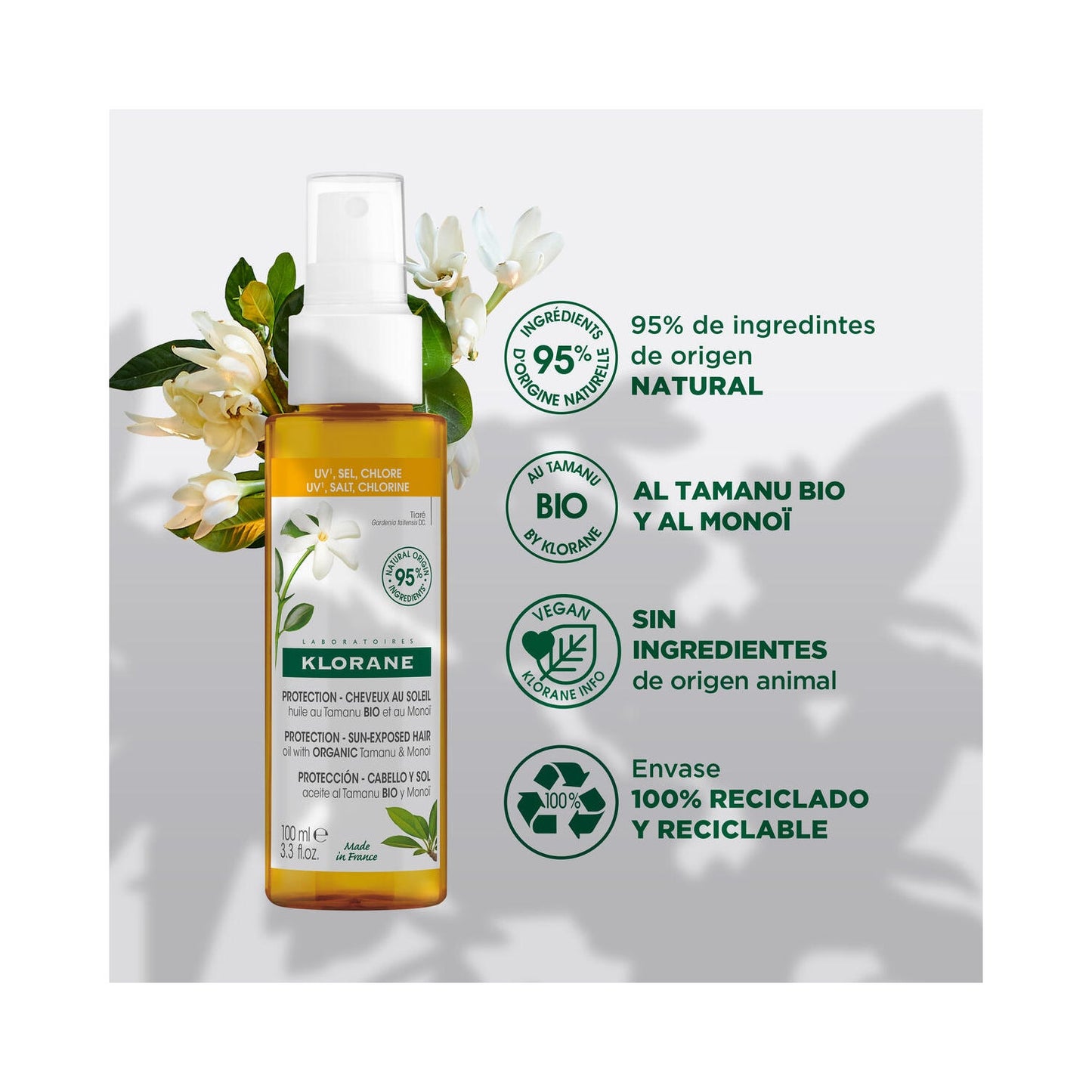 Klorane Aceite Capilar al Tamanu BIO & Monoï 100ml