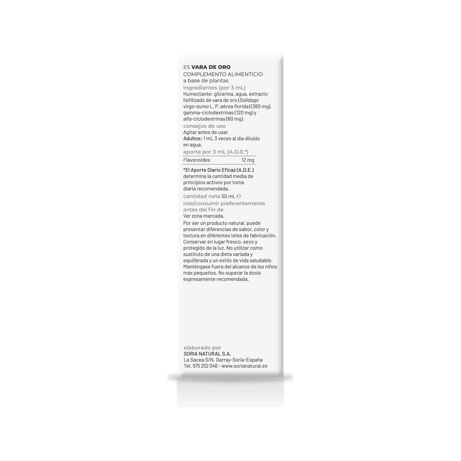 Extracto Vara Oro Xxi 50 Ml Soria Natur