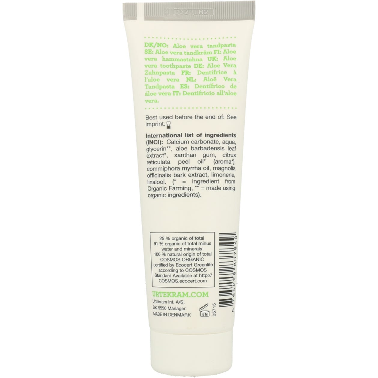 Urtekram Dentífrico de Aloe Vera 75ml