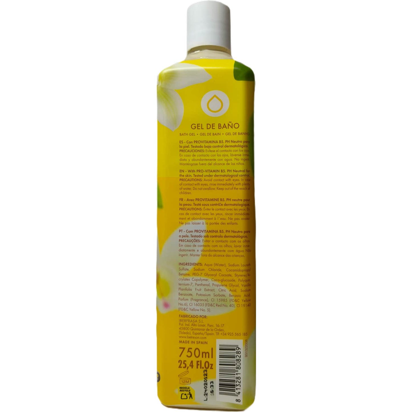 Betres On Gel De Baño Vainilla y Macadamia 750ml