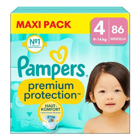 Pampers Premium Protection Pañales Talla4 9-14kg maxipack 86uds