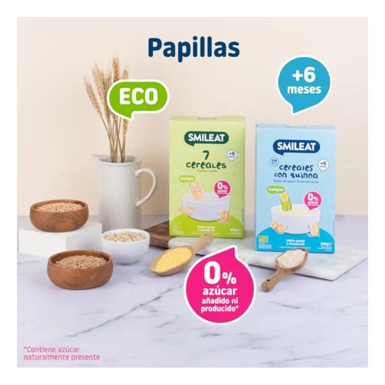 Smileat Papilla Ecológica de Cereales con Quinoa Sin Gluten 200g