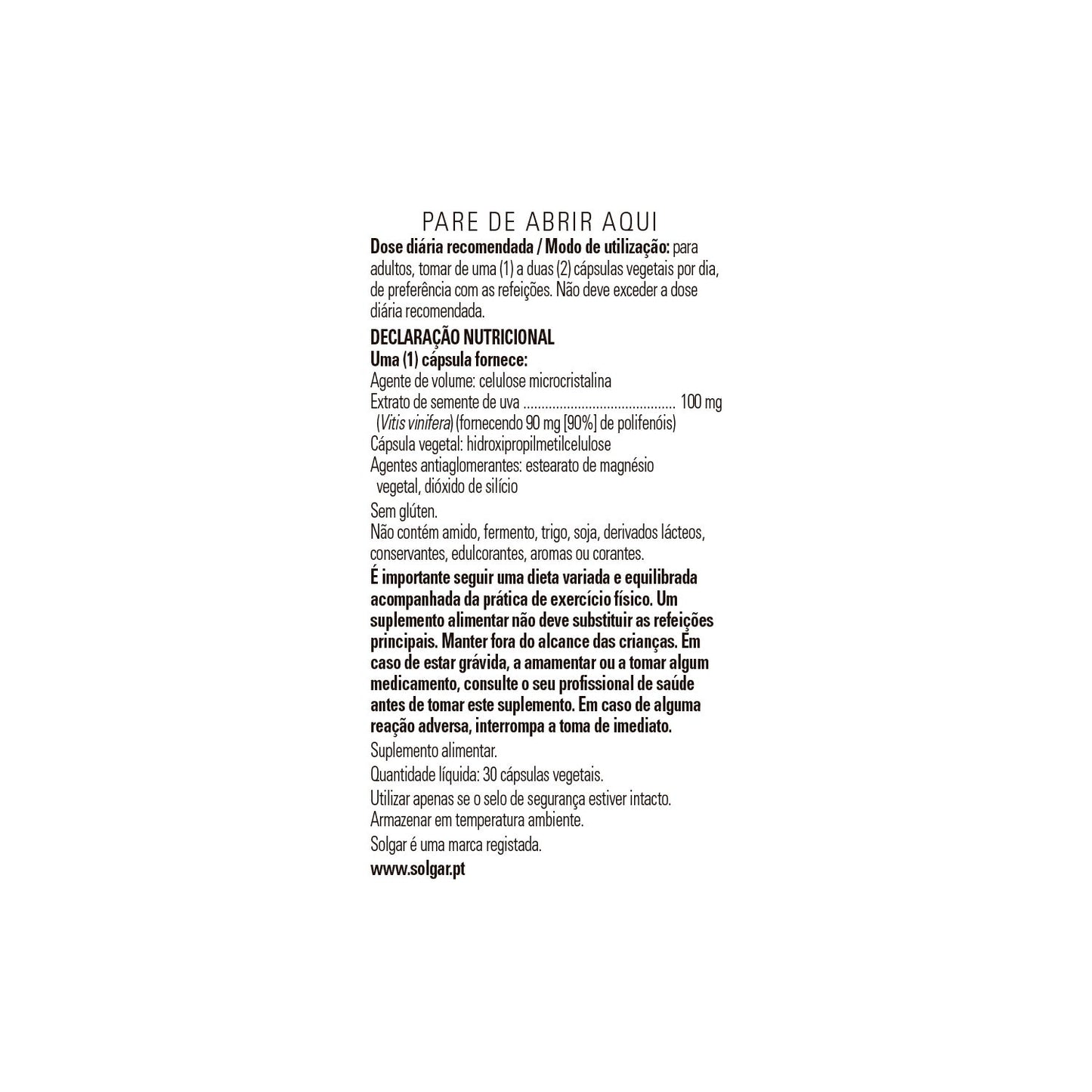 Solgar Uva Extracto de Semilla 100 mg 30vcaps