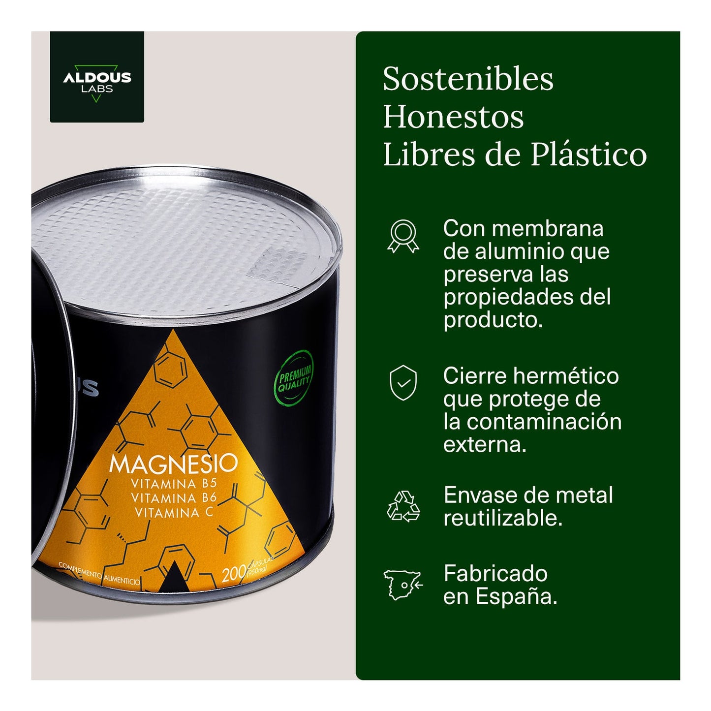 Aldous Labs Magnesio con Vitamina C B5 y B6 200caps