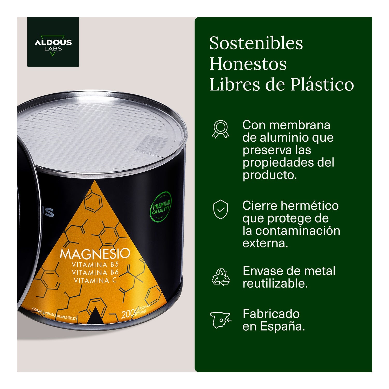 Aldous Labs Magnesio con Vitamina C B5 y B6 200caps