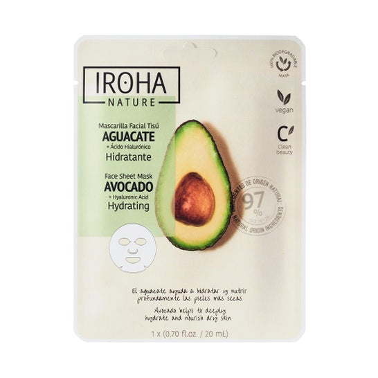 Iroha Nature Mascarilla Facial Tisú Hidratante Aguacate 20 ml